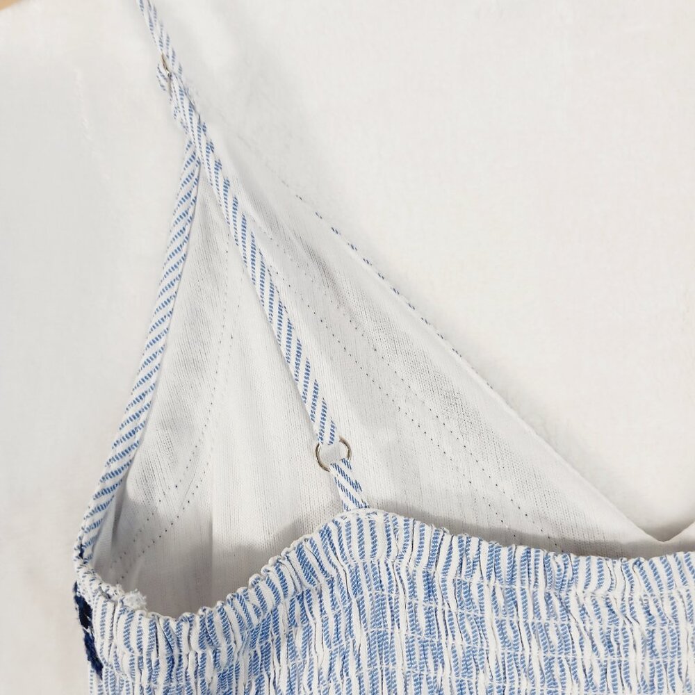 Japana, Palazzo Jumpsuit, S, Blue & White Stripe, Spaghetti Straps, Navy Trim - Picture 8 of 15